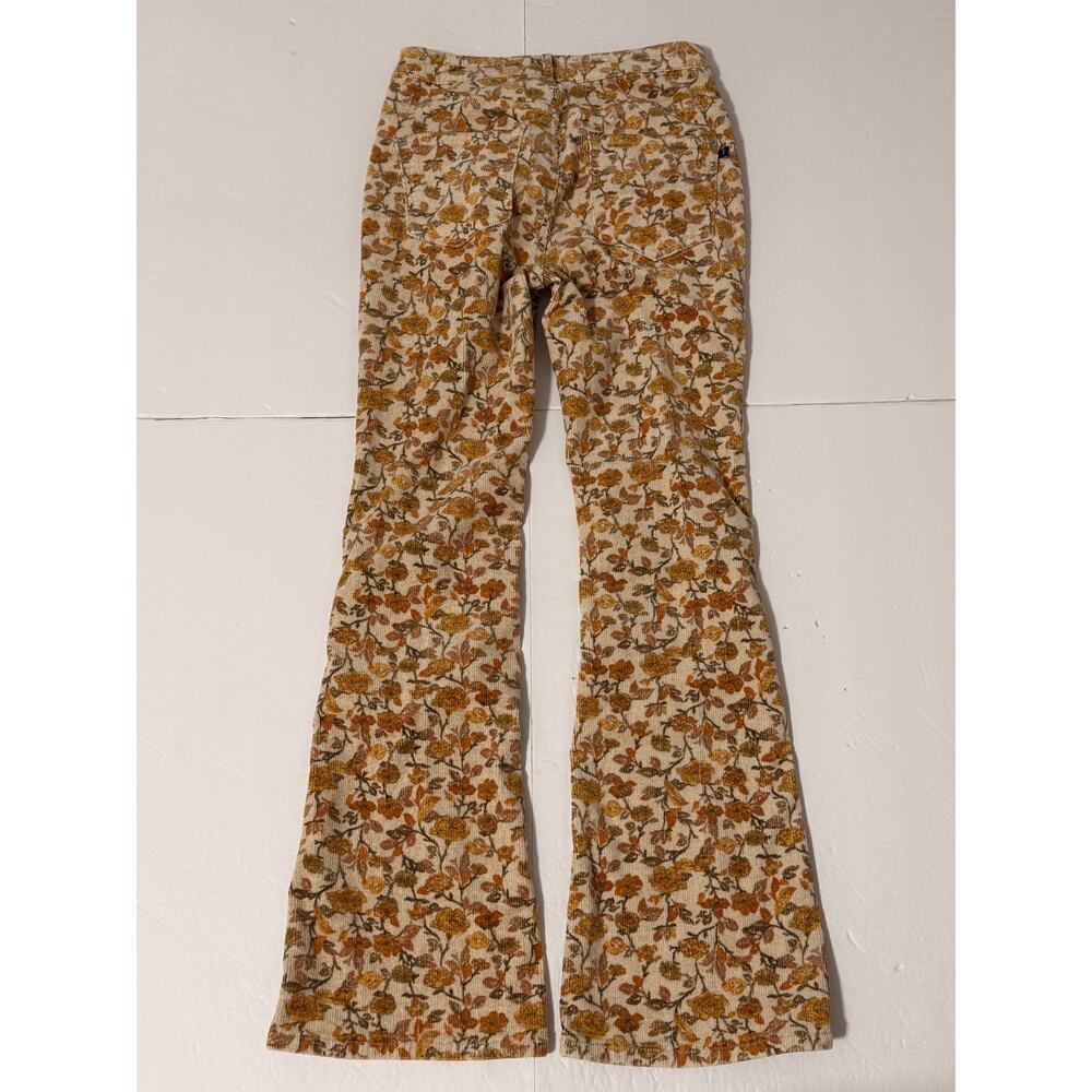 Pilcro The Icon Floral Print Corduroy Flare Jeans, Beige & Gold, Size 28 - Picture 2 of 9